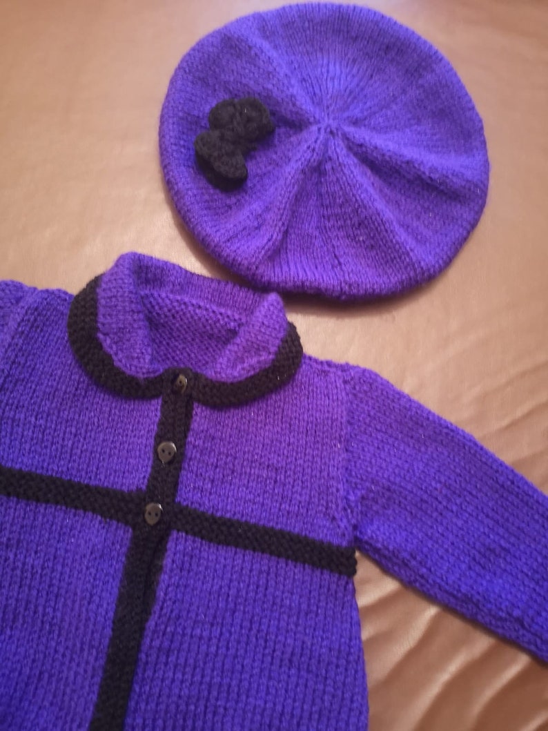 Hand knitted hat and coat 0-3 months Age 0-3 months. Baby hat and coat
