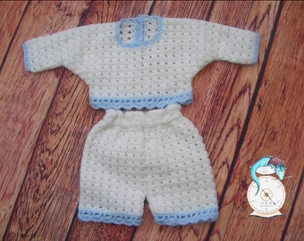 Baby boy outfit . 0-3 months. Baby outfit crochet Pants and top.