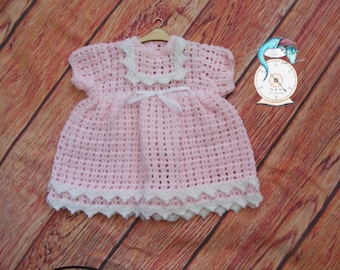 Crochet baby dress . Baby girl's dress 0-3. Crochet dress. crochet baby dress. handmade baby dress.newborn baby girl dress. Pink baby dress.