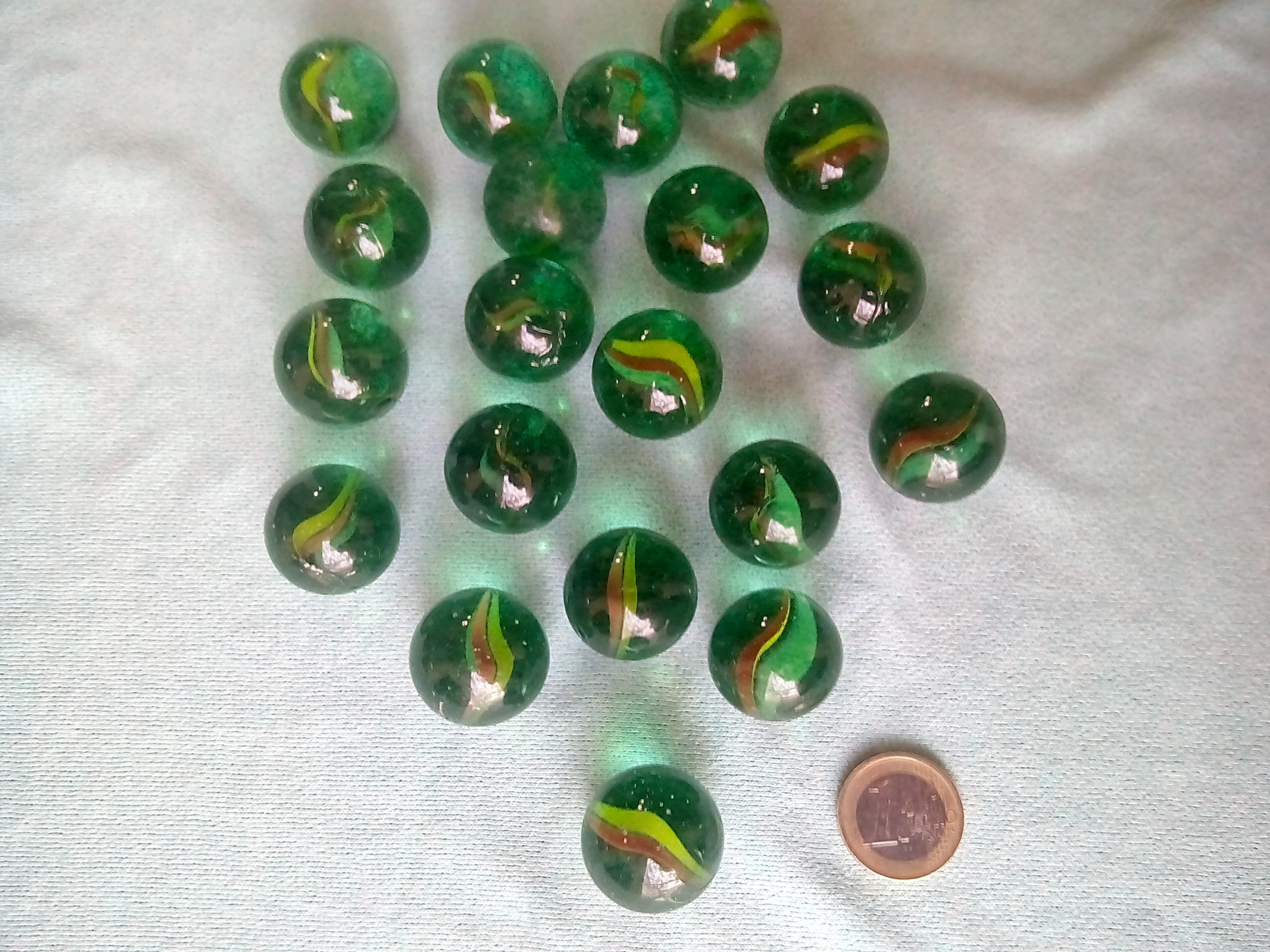 Lot of 20 old marbles of 70s / 80s transparent green with Etsy