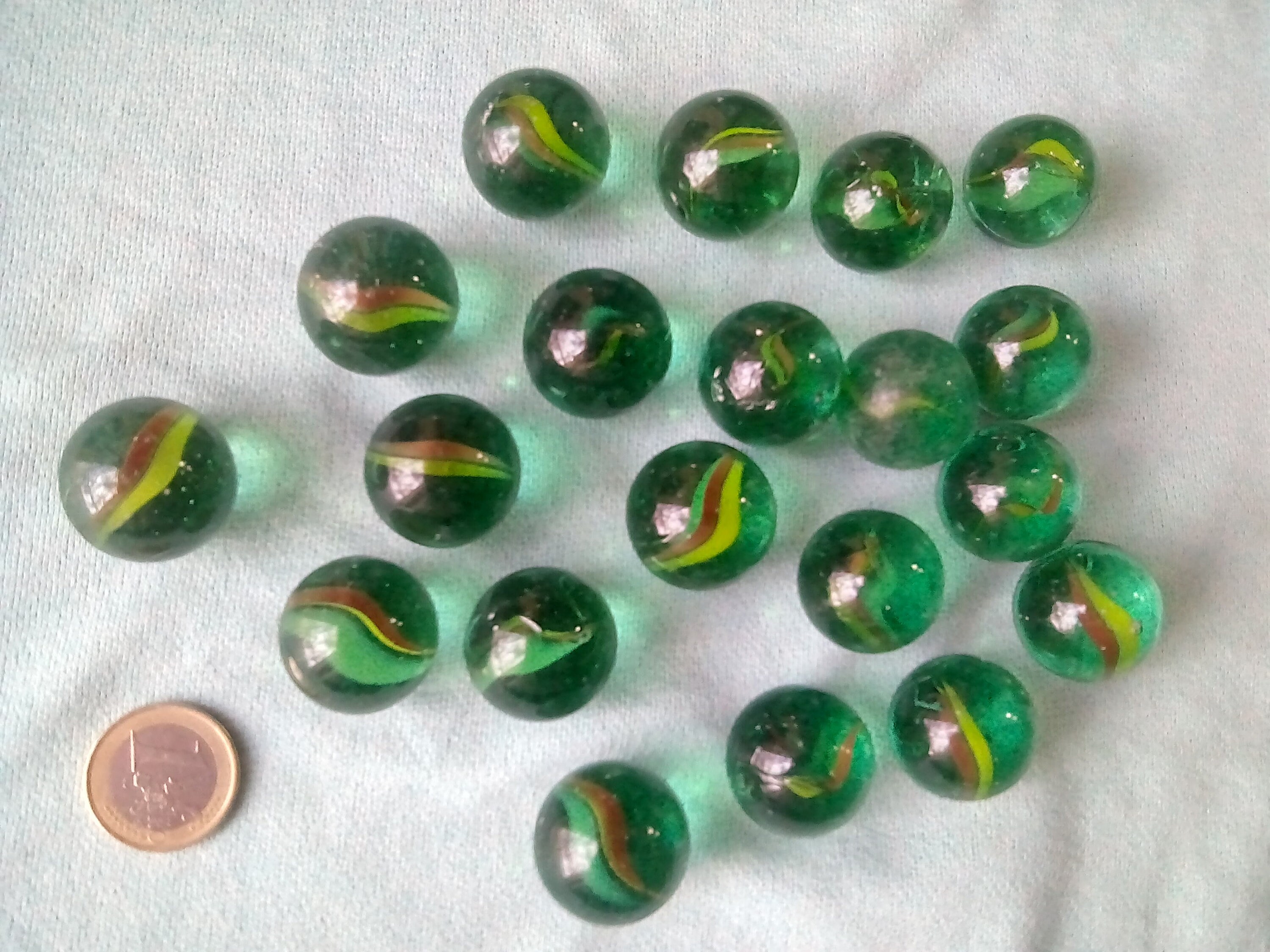 Lot of 20 old marbles of 70s / 80s transparent green with Etsy