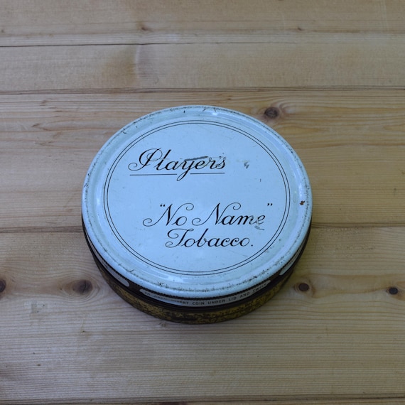 no name white tobacco Round Player's Tobacco Tin (EMPTY), 