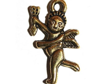 x7 pendentifs ange cupidon, en métal doré, 19x15mm: BA0014