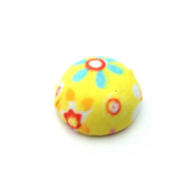 x1 Cabochon textile Liberty tons jaune: CT0020