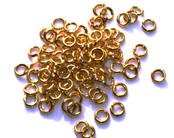 400 anillos abiertos de diámetro: 4 mm, espesor 0,6 mm dorado AA0023-0,6 mm