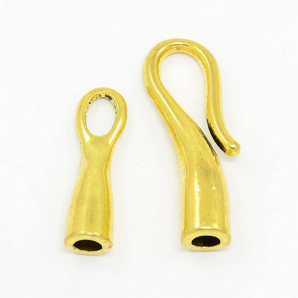 x1 fermoir crochet métal vieilli doré, pour cordon de 4mm: AF0063