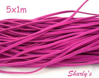 5 1 m of wool Fuchsia suede cords