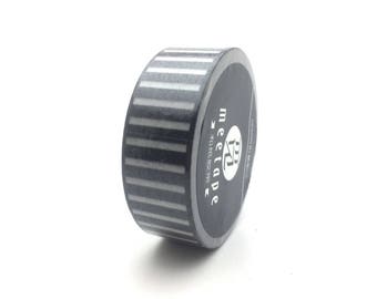 x1 rouleau de 10m de masking tape washi tape noir rayures blanches: DM0004