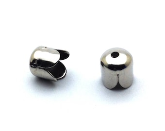 x10 tulip shape cups, dark silver metal, 8x6mm: AE0020