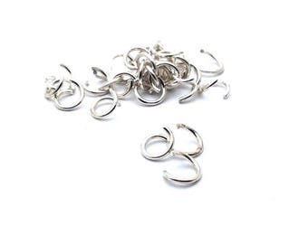 100 jumprings open diameter: 7mm, thickness: 1 mm clear silver