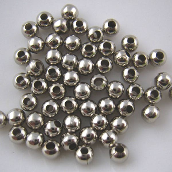 x50 perles intercalaires 4mm métal argenté foncé: AC0045