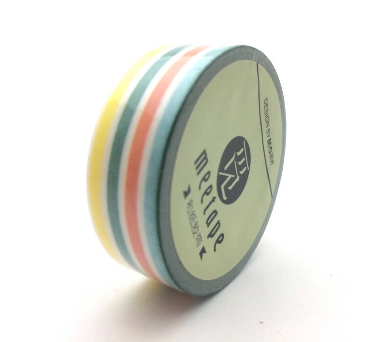 x1 roll of 10m masking tape washi tape white colored stripes: DM0018 image 1