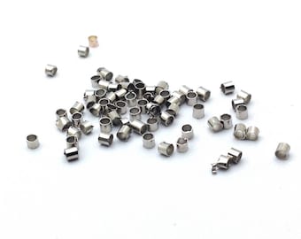 10g di forma di tubo di perline frantumate, metallo argento scuro, 2mm (circa 800 perline): AE0071