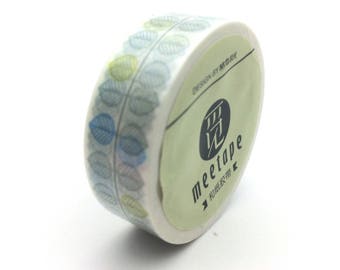 x1 rouleau de 10m de masking tape washi tape blanc motifs feuilles colorées: DM0027