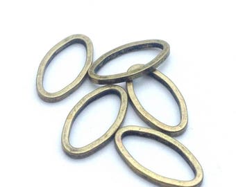 x10 connectors oval rings, Bronze, 13x7mm, European quality: AC0187