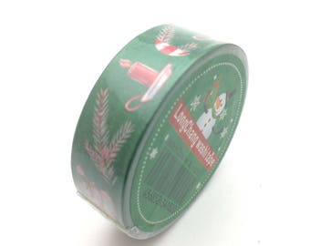 x1 rouleau de 10m de masking tape washi tape Noël vert: DM0047