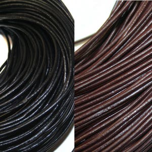 1 mètre de fil cordon lacet cuir véritable noir diamètre 3mm image 2