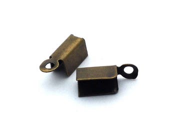 x50 serre-fils (ou pinces lacets) à 2 rabats, bronze 5mm: AE0080