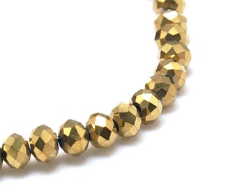 145-beaded glass beads 3x2mm gold facets: PVF0068