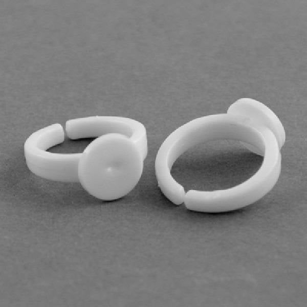 Lot de 10 supports de bague taille enfant en acrylique couleur blanche