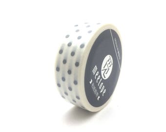 x1 roll of 10m masking tape washi tape white with black polka dots: DM0014