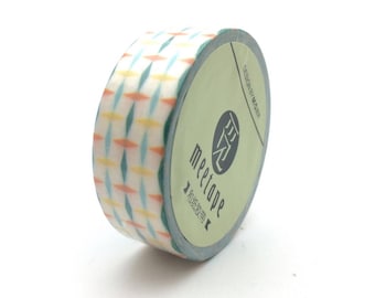 x1 rol van 10m masking tape washi tape wit gekleurde strepen: DM0019