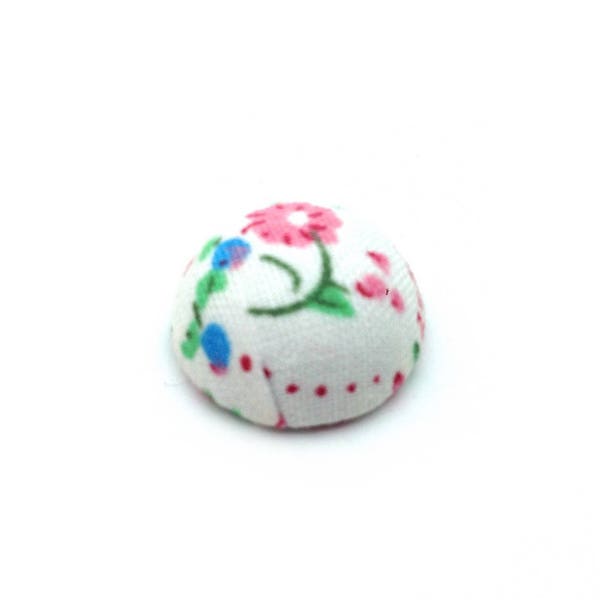 x1 Cabochon textile Liberty petites fleurs rose et bleu: CT0017