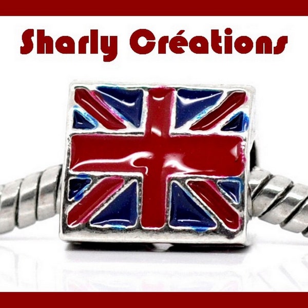 Lot de 5 perles charm européen, Drapeau Anglais UK email: PEM0006