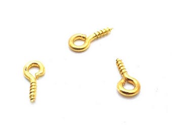 Lot de 200 tiges vis à oeil anneau 8x4mm Doré: AT0013