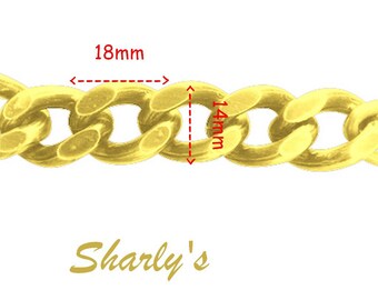 20cm très grosse chaine gourmette maillons 18x14mm métal dorée