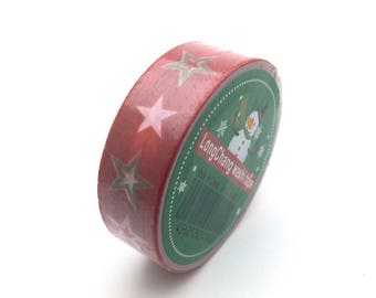 x1 rollo de cinta adhesiva de 10m washi tape rojo navideño: DM0043