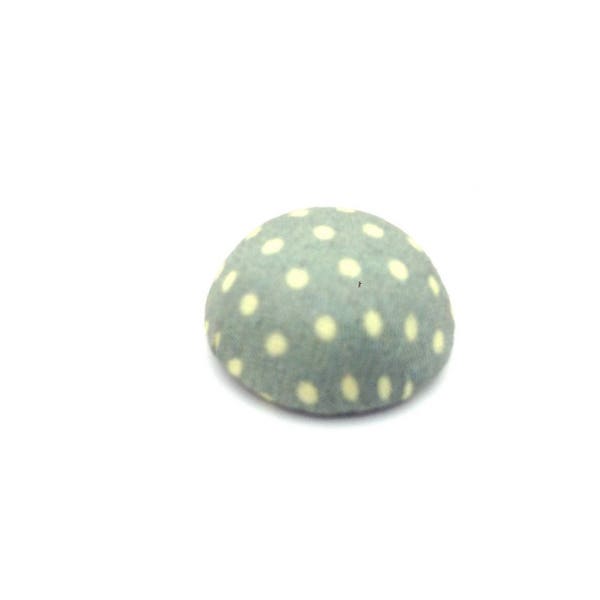 x1 Cabochon textile kaki à pois blancs: CT0002