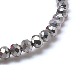 145-beaded glass beads faceted 3x2mm silver: PVF0069