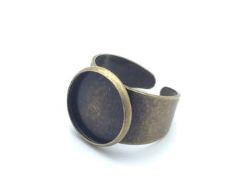 x1 Support bague fonds plat rond 14mm, Bronze: SB0023