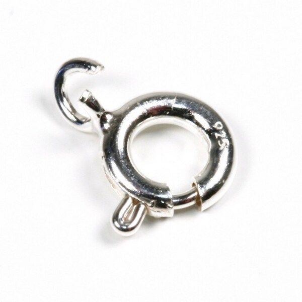 x2 spring clasps with open ring, silver 925, 5mm: AF0106