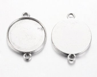 5 cabochons supports 20mm clear silver connectors: SC0002