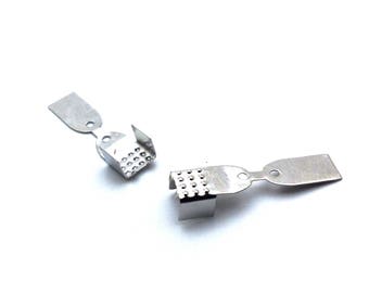 Abrazadera de alambre x50 (o abrazaderas de encaje) con 3 solapas, plata oscura, 4 mm: AE0083