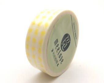 x1 rouleau de 10m de masking tape washi tape blanc motifs jaunes: DM0017