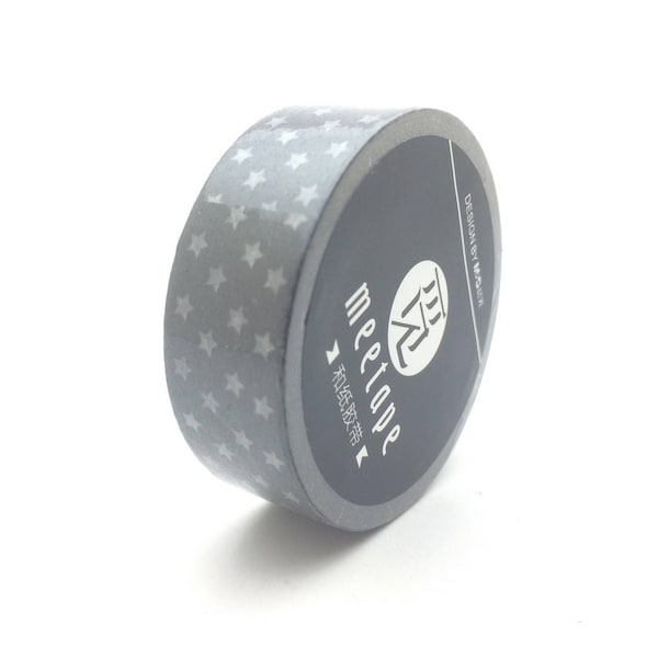 x1 rouleau de 10m de masking tape washi tape noir motifs étoiles: DM0009