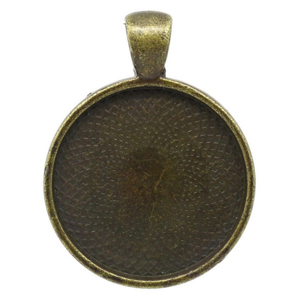 x1 pendentif support cabochon 25mm, métal bronze, SP0016