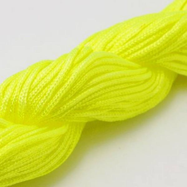 28 mètres de fil Nylon Jaune fluo pour Shamballa diamètre 1mm