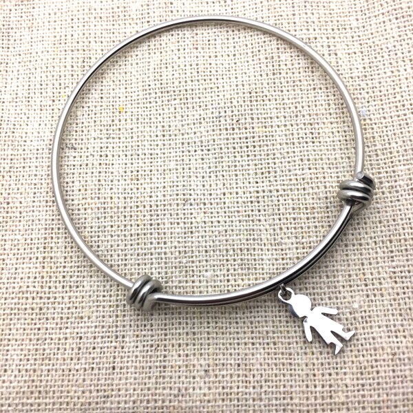 Stainless steel bracelet charm character little boy child girl