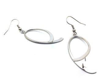 x5 pairs of ear hooks with large beaker, silver metal, 53mm: ABO0036