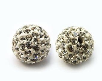 10 rhinestone 10 mm Shamballa white Crystal beads