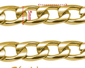 1m grosse chaine gourmette aluminium maillons 9x5mm dorée