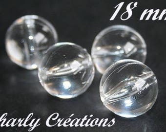 Lot de 4 PERLES en acrylique Bulles transparentes de 18mm