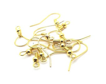 x50 pairs of ear hooks, gold metal, 17mm: ABO0026