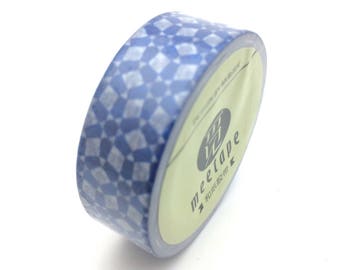 x1 rouleau de 10m de masking tape washi tape bleu motifs blancs: DM0030