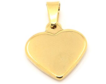 x1 pendentif cœur en acier inoxydable 304, doré, 17x16mm: BL0001-D