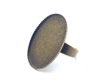 x1 Support ring oval flat bottom 18x25mm, Bronze: SB0018